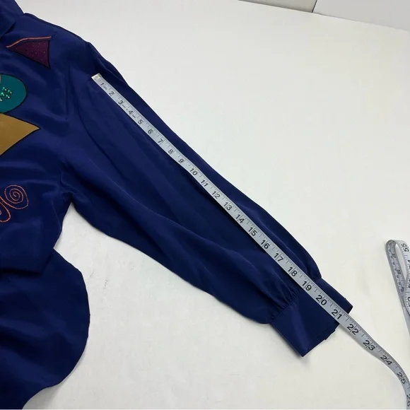 Regina Porter Womens Large Purple Blue Wicked 90s Shirt & Pants 100%‎ Silk NEW - Picture 8 of 16